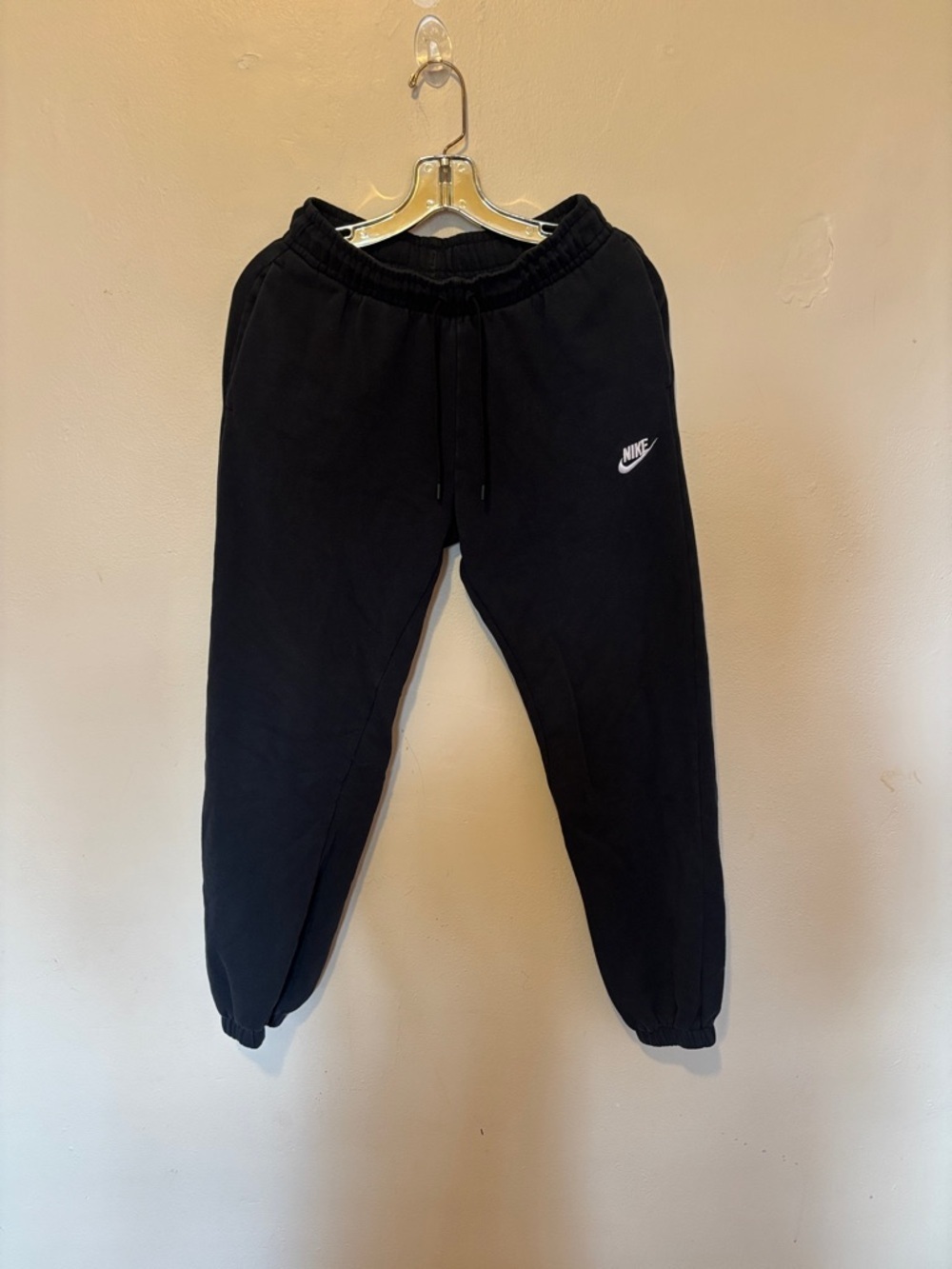 Nike Black Jogger Sweatpants with White Swoosh
